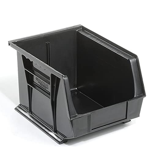 Plastic Stacking Bin 8-1/4 x 10-3/4 x by Global Industrial – 10.75"L x 8.25"W x 7"H, Plastic, Black, Pack of 6, Model QUS239BK