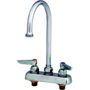 Deck Mounted Workboard Faucet with 4" Centers, 6" Swivel Gooseneck, 2.2 GPM Aerator and Lever Handles, Chrome by T&S Brass – 3"L x 3"W x 11.38"H, Brass, Chrome, Model B-1141