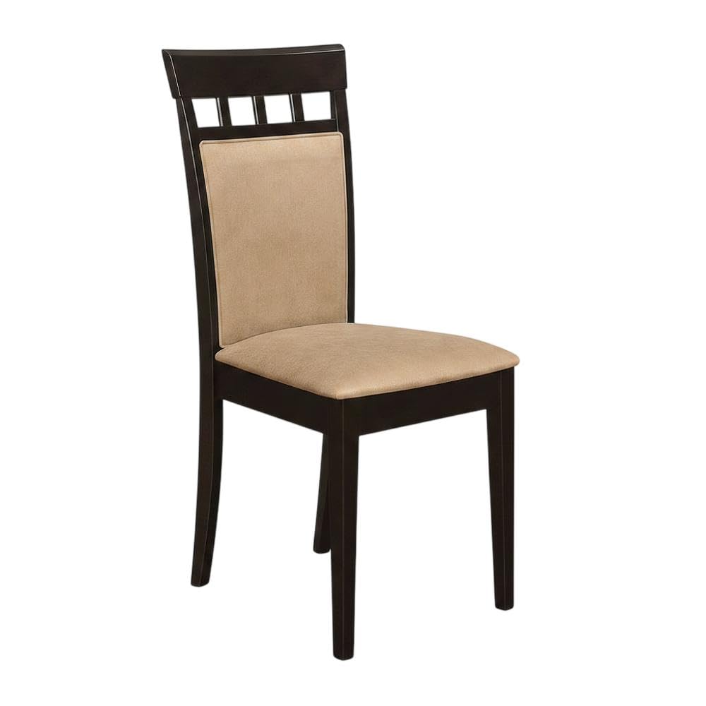 Polyester-Upholstered Wood Dining Side Chair with Closed Back by Furnifact – Wood, Brown, Pack of 2