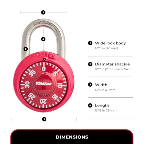 Master Lock Red / 1 / 2 Pack, Colors may vary Combination Padlocks