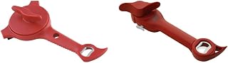 Kuhn Rikon 5-in-1 Multi-Purpose Strain-Free Opener for Jars, Bottles and Ring-Pull Cans, 5 x 10 x 2.25 inches, Red & Auto Safety Master Opener for Cans, Bottles and Jars, 9 x 2.75 inches, Red