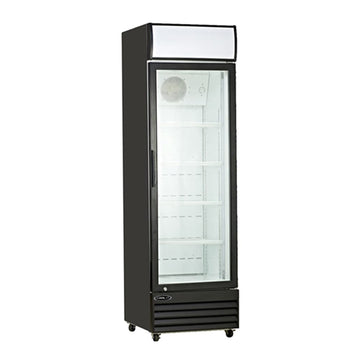 22.7-Inch Single Door Refrigerated Merchandiser by Kool-It – 22.7-Inch, 11.6 cubic_feet, Stainless Steel, Black, Model KGM-13