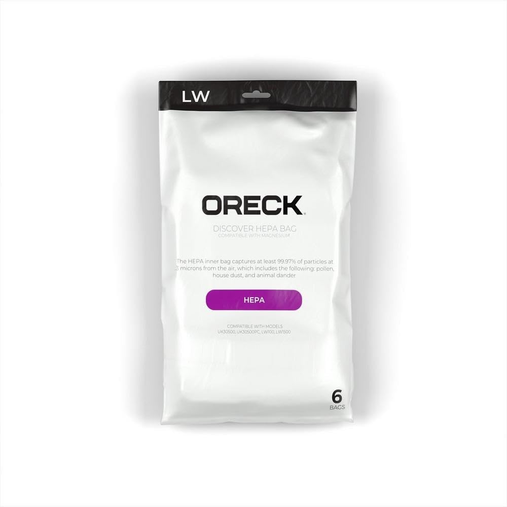 Discover HEPA Vacuum Bags by Oreck – HEPA filter media, White, Pack of 6, Model AK1LW6H