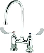 T&S Brass B-0328-CR-VF05 Deck Mount Faucet with 0.5 GPM Non-Aerated VR Outlet Device, B-WH4 Handles, Ceramas, 4"