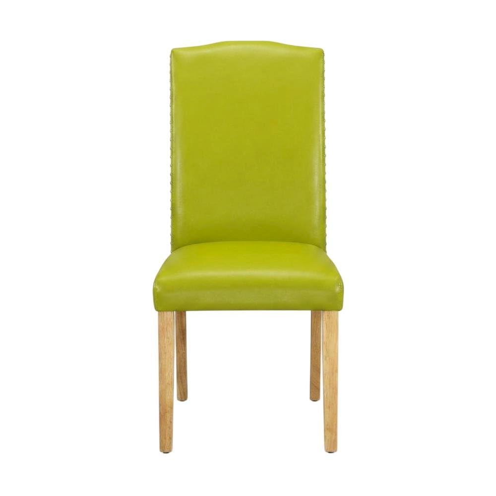Parsons Dining Chair with High Back by Furnifact – Faux Leather, Oak, Pack of 2