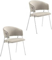Furnifact Performance Velvet Upholstered Dining Chairs Set of 2, Velvet Barrel Chair for Kitchen and Dining Room Table Seating, Almond Silver