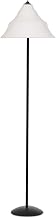 Corrina Floor Lamp, Tiered Sheer Cotton Shade, Steel Frame, Art Deco Inspired, Minimalist Post, White