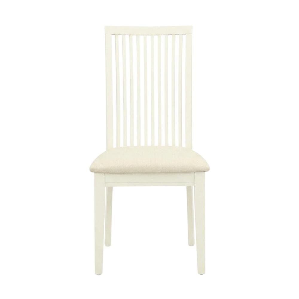 Linen-Upholstered Dining Chair with Solid Wood Legs by Furnifact – Wood, White, Pack of 2