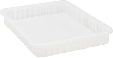 QUANTUM STORAGE SYSTEMS DG93030 Dividable Grid Storage Container, Heavy-Duty Stackable Plastic Parts Bin for Warehouse, Assembly & Industrial Organization, 22-1/2" x 17-1/2" x 3", Clear, 6-Pack