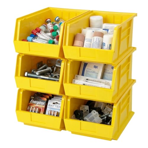 QUANTUM STORAGE SYSTEMS Yellow / 18L x 11W x 10H / Ultra Stack & Hang Open Storage Bins