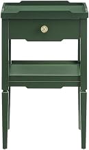 Furnifact Emerald Vintage Nightstand, 1 Drawer, Gold Hardware, Mid Century Modern, Farmhouse Design, Durable, Functional Bedroom Storage Solution