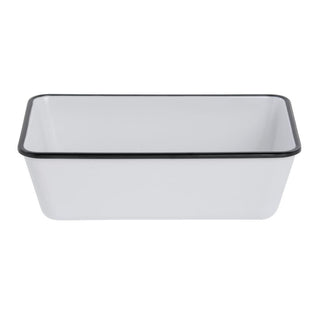 Serving Bowl Enamelware Look Melamine White/Black - 10 1/2 L x 6 1/2 W x 3 1/10 D by HUBERT – Plastic, White, Model 240512