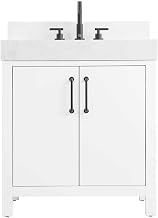 Elegant Kitchen and Bath 30" Single Bathroom Vanity in White with Backsplash