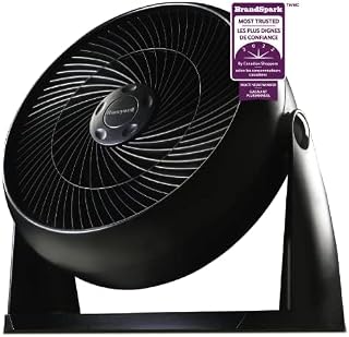 Honeywell HT908CV1 TurboForce® 10" Floor Fan, Air Circulator, 90°Head Pivot,For Home, Bedroom,Portable, 3 Speed Settings, Black