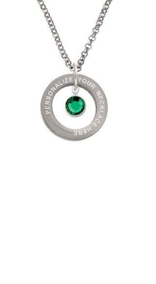 Crystal Green Channel Drop Custom Engraved Affirmation Ring Necklace by Delight Jewelry – Crystal, green, Model 1703-NAF-F1583-C6506-F2409-CUSTOM