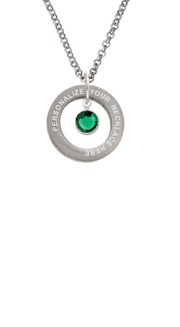 Crystal Green Channel Drop Custom Engraved Affirmation Ring Necklace by Delight Jewelry – Crystal, green, Model 1703-NAF-F1583-C6506-F2409-CUSTOM