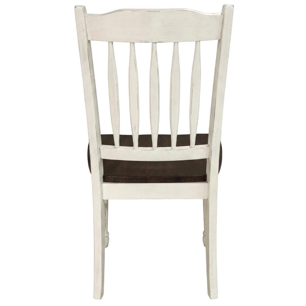 British Isles Brown Slatback Sidechair with Light Distressed Finish by Starlight Canyon Home – Solid Rubberwood, Brown, Pack of 2