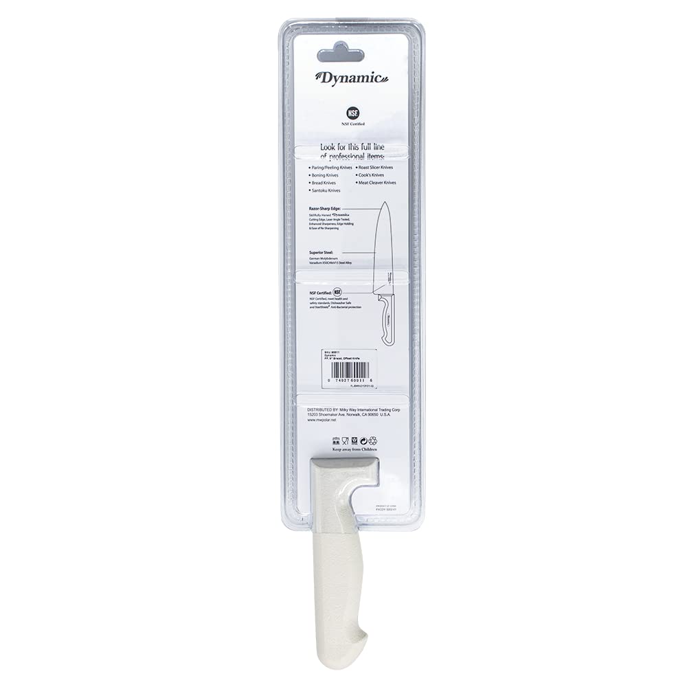 Pro-Grip, Santoprene, Softgrip, 9" Bread, Offset Knife, White, large by Dynamic – 9", Carbon Steel, Bread, Model 60011