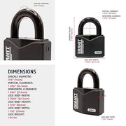 ABUS Keyed Alike / Body width: 2 29/64" Shackle diameter: 7/16" Shackle clearance: 1 3/64" / Black Keyed Padlocks