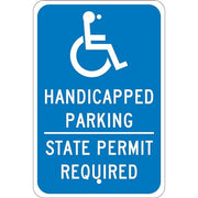 12X18".08 EGP REF Alum TX Handicap PERM REQ Sign by National Marker – 12 x 18 inches, Aluminum, Blue, Model TMS337J