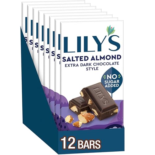 Lily's Salted Almond Dark Chocolate Bar / 2.8 Ounce (Pack of 12) / Chocolate Bar Candy & Chocolate Bars