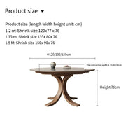 Mesa para Centro De Sala Round Retractable Folding Rock Plate Dining Table Solid Wood Small Household Modern Simple Square Round Dual-use Variable Round Table Coffee