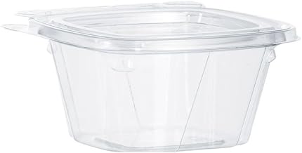 Dart CH6DEF 6 oz Tamper-Resistant Clear Hinged Container with Flat Lid (Pack of 400)