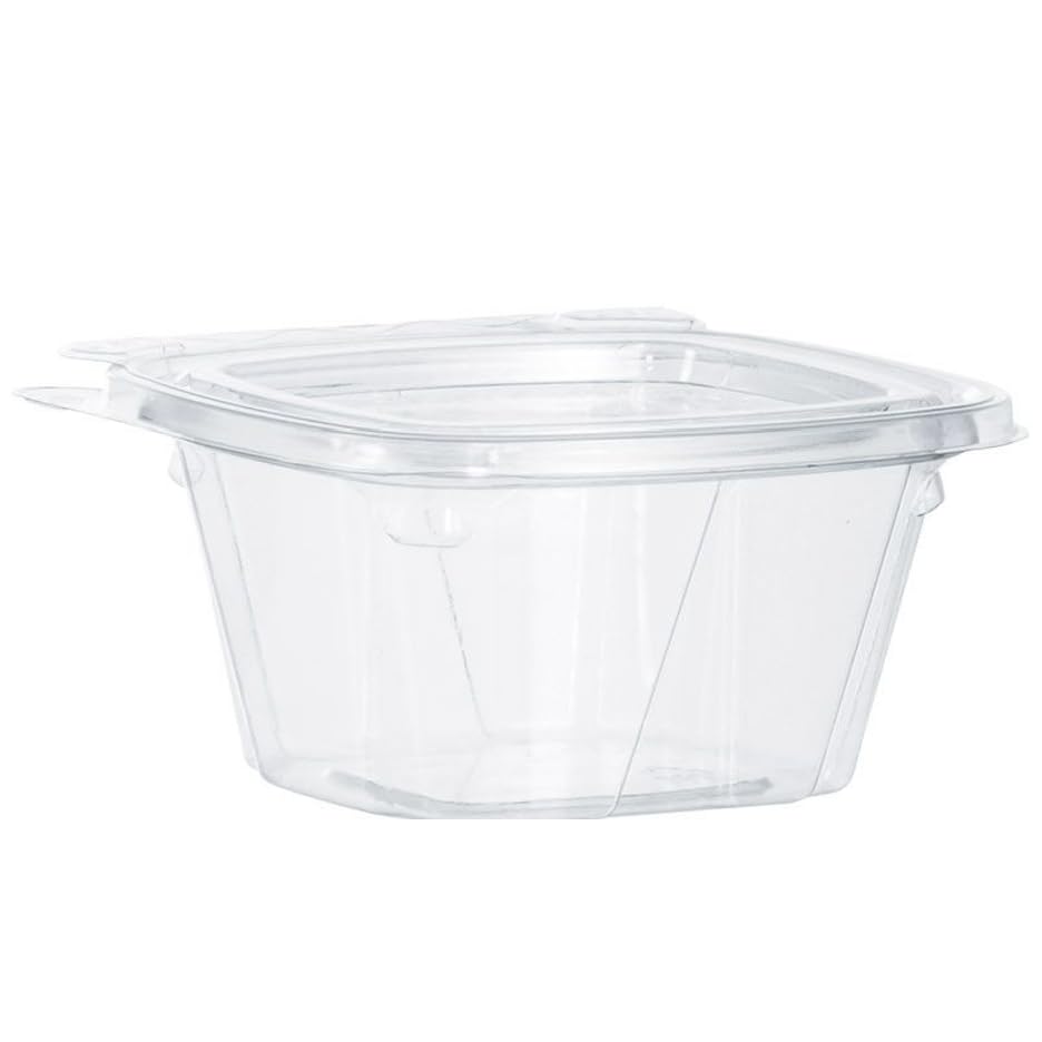 6 oz Tamper-Resistant Clear Hinged Container with Flat Lid (Pack of 400) by DART – 6 O Container With Flat Lid, 6.0 ounces, Polyethylene Terephthalate (PET), Clear, Pack of 400