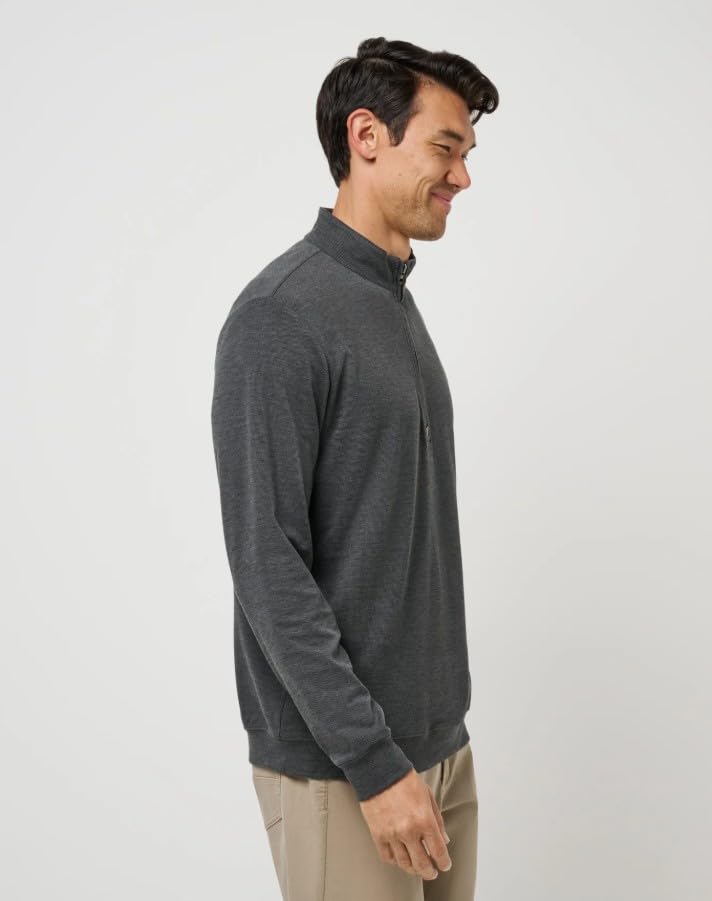 Mens Cloud Sweater 1/4 Zip by TravisMathew – X-Large, Cotton Blend, Heather Black, Model A42356