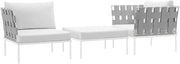White 3 Piece Outdoor Patio Aluminum Sectional Sofa Set with Weather-Resistant Frame, Cushioned Seating, and Modern Lounge Design