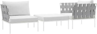 White 3 Piece Outdoor Patio Aluminum Sectional Sofa Set with Weather-Resistant Frame, Cushioned Seating, and Modern Lounge Design