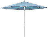 California Umbrella 11' Round Aluminum Market Umbrella, Crank Lift, Collar Tilt, Bronze Pole