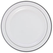 First Impressions Disposable White Plastic Plate - 9" Dia by Sabert – Medium, Plastic, White, Model 9IMP144S