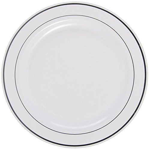 First Impressions Disposable White Plastic Plate - 9" Dia by Sabert – Medium, Plastic, White, Model 9IMP144S