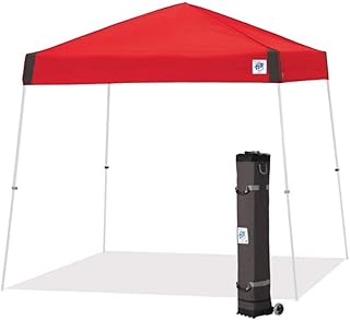 E-Z UP Vista Instant Shelter Canopy, 12' x 12', White Powder-Coated Steel Frame with Wide-Trax Roller Bag & 4 Piece Spike Set, Punch