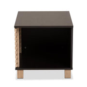 Eckhart Modern and Contemporary Two-Tone Dark Brown and Oak Finished Wood Cat Litter Box Cover House by Baxton Studio – Small, Brown, Model 194-21003-11762-CYMX