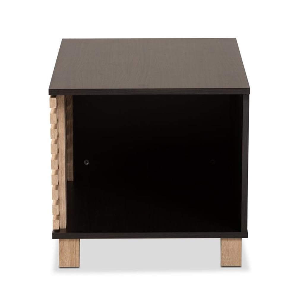 Eckhart Modern and Contemporary Two-Tone Dark Brown and Oak Finished Wood Cat Litter Box Cover House by Baxton Studio – Small, Brown, Model 194-21003-11762-CYMX