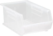 Quantum Storage QUS241CL Heavy-Duty Stackable Plastic Storage Bins for Workshop, Warehouse & Garage, Ultra Stack & Hang, 14" x 9" x 6", Clear, 12-Pack