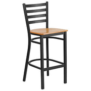 Flash Furniture Natural Wood Seat/Black Metal Frame / Set of 1 / Traditional (Pack of 1) Barstools