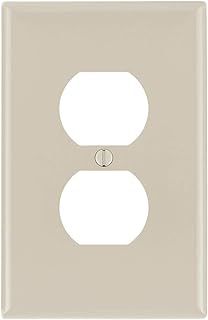 Leviton 1-Gang, 1-Duplex, Midway Nylon Wallplate, Midway Size, 1 Pack, PJ8-T, Light Almond