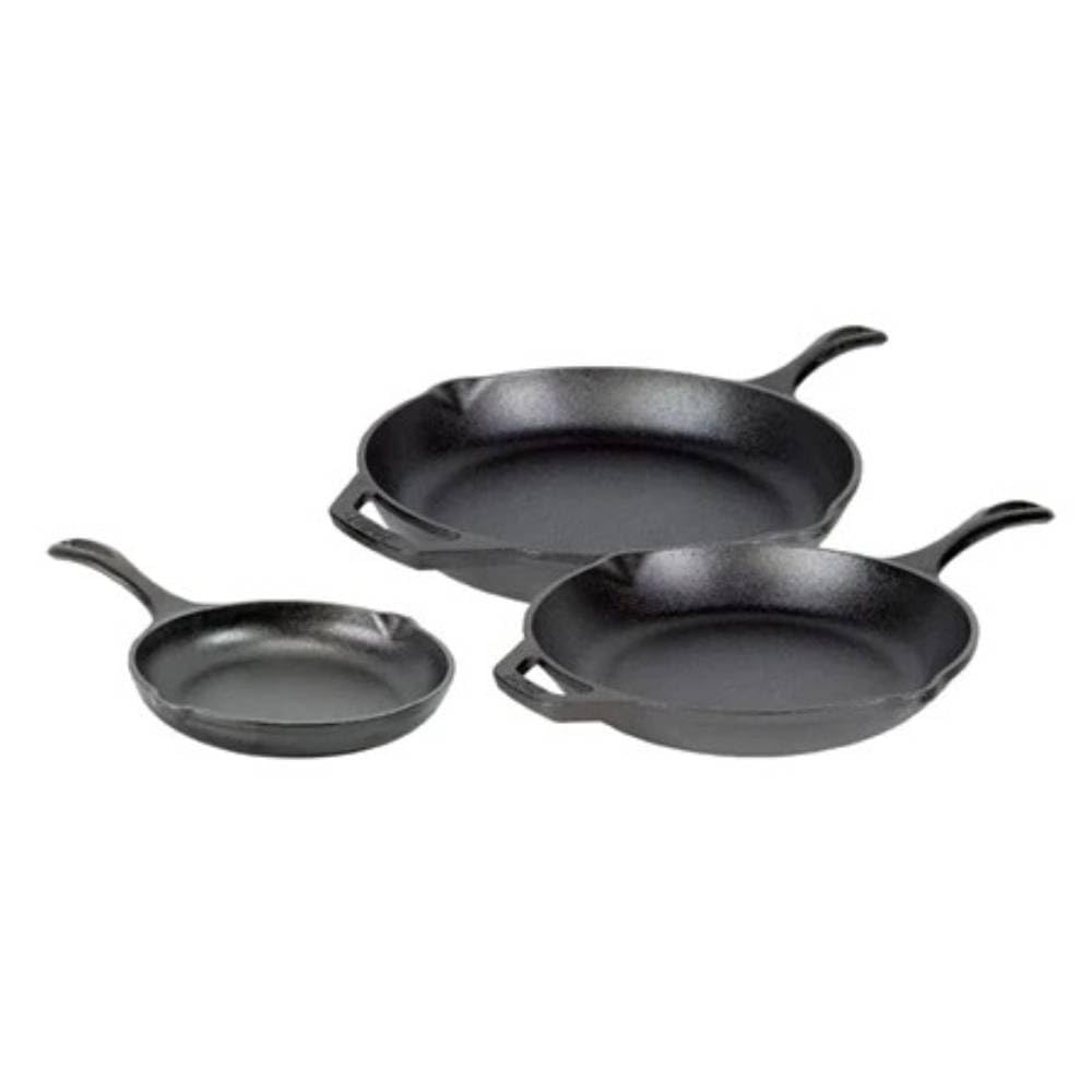 Chef Collection 3-Piece Cast Iron Skillet Set by Lodge – 8”, 10", & 12" (Pack of 3), 5.0 quarts, Cast Iron, Black, Pack of 3
