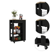 DEPOT E-SHOP 22.4"W x 35.4"H x 14.5"D / Black-light Oak / Modern Storage Carts