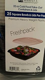 Sabert 25 Pack Cold Food Takeout Containers and Lids 32 Oz Heavy Weight