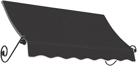 AWNTECH 10.375 Ft Charleston Scrolled Arm Style Door/Window Awning Fixed Outdoor Canopy 124.5 Inch W x 36 Inch H x 36 Inch Proj, Black