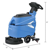 Automatic Floor Scrubber with 17" Cleaning Path by Global Industrial – 19"W x 43"H, 9.2 gallons, Plastic, Blue, Model 641411