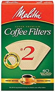Melitta 612412 #2 Natural Brown Cone Coffee Filters 40 Count (Pack of 2)