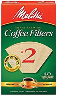 Melitta 612412 #2 Natural Brown Cone Coffee Filters 40 Count (Pack of 2)