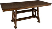 Starlight Canyon Home Brown Gathering Height Trestle Table, Butterfly Leaf, Adjustable 66-86 inches, Solid Mango Wood, Distressed Finish, Lodge Style for Dining Rooms