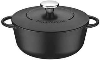 Tramontina 20906/024 Trento Casserole Dish 24 cm Enamel Cast Iron, 4 liters, Black