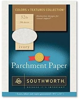 Southworth Company J988C Parchment Specialty Paper, Ivory, 32 lbs, 8-1/2 x 11, 250/Box